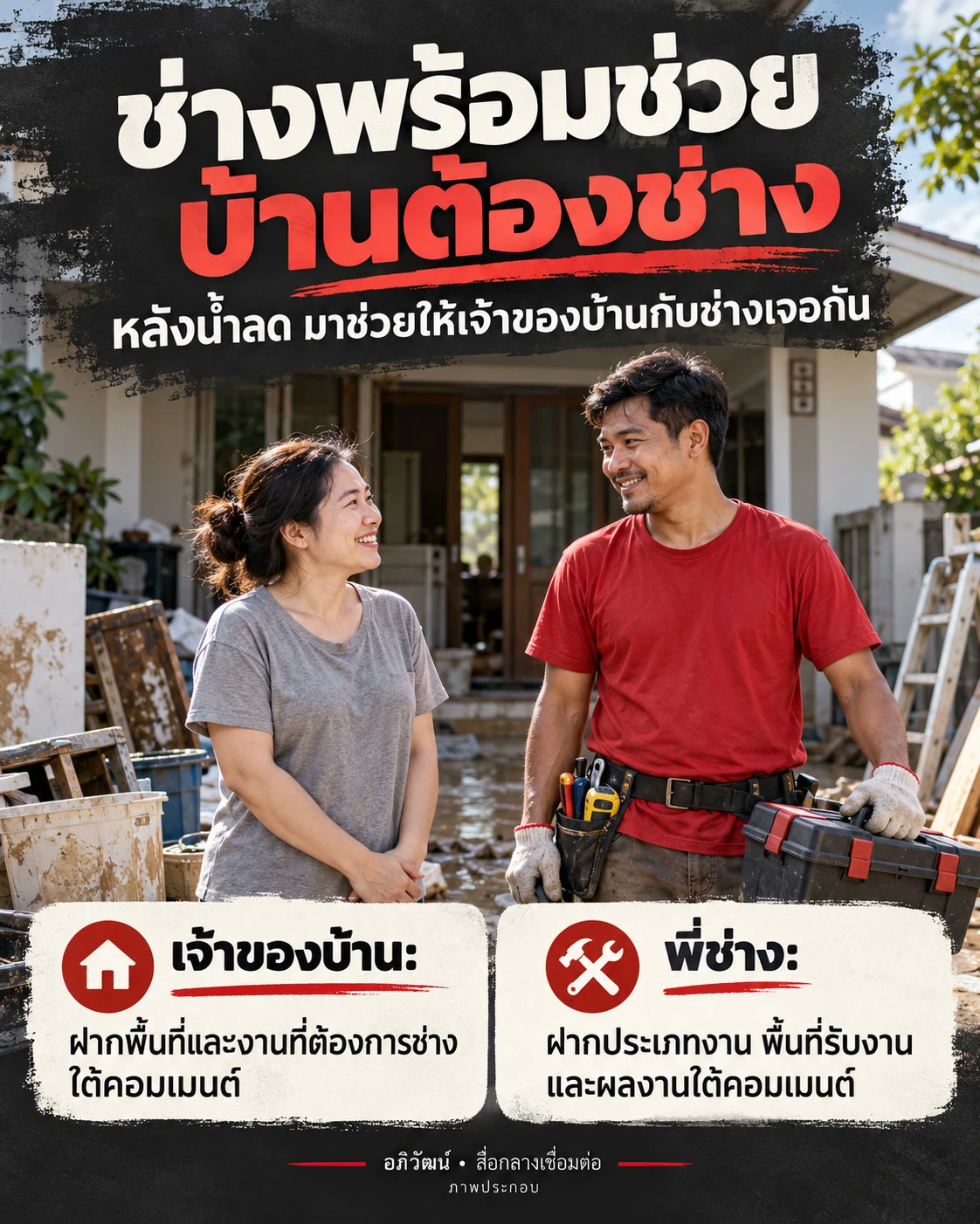 ช่างพร้อมช่วย บ้านต้องช่าง — หาช่างซ่อมบ้านหลังน้ำท่วมกรุงเทพ