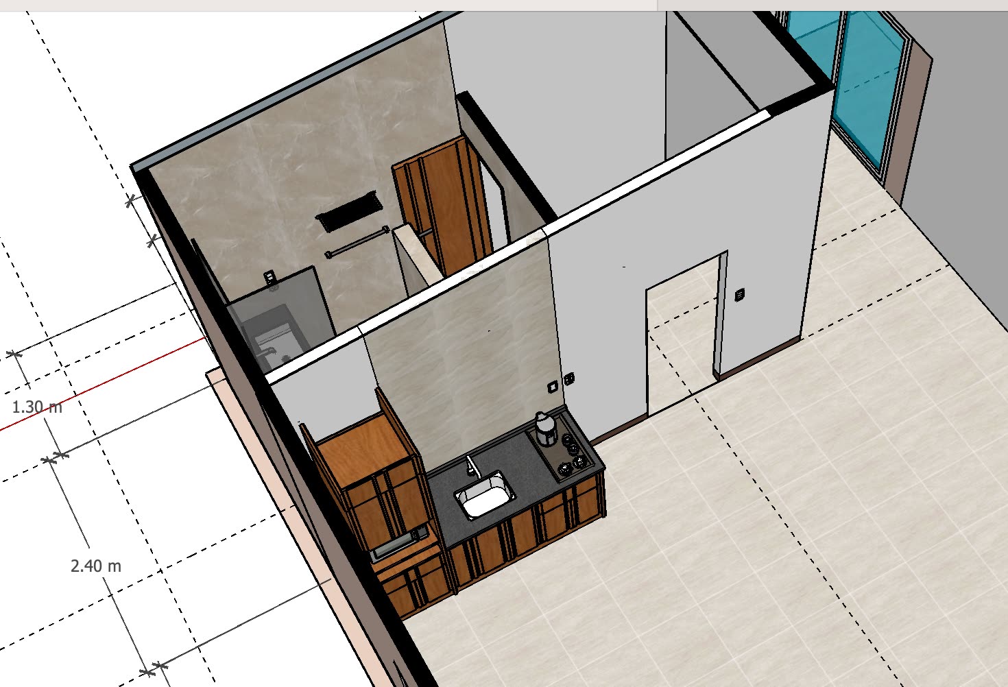 แบบ 3D ห้องน้ำห้องพักพร้อมขนาดจริง