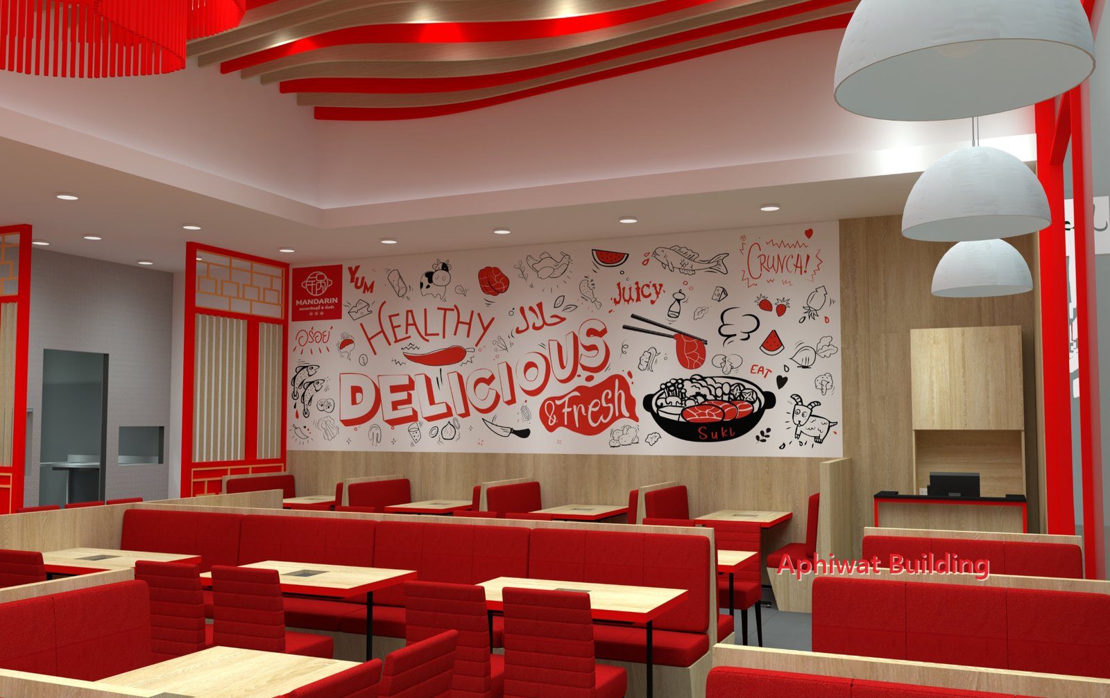 ภาพ 3D — ผนังกราฟิก Healthy Delicious