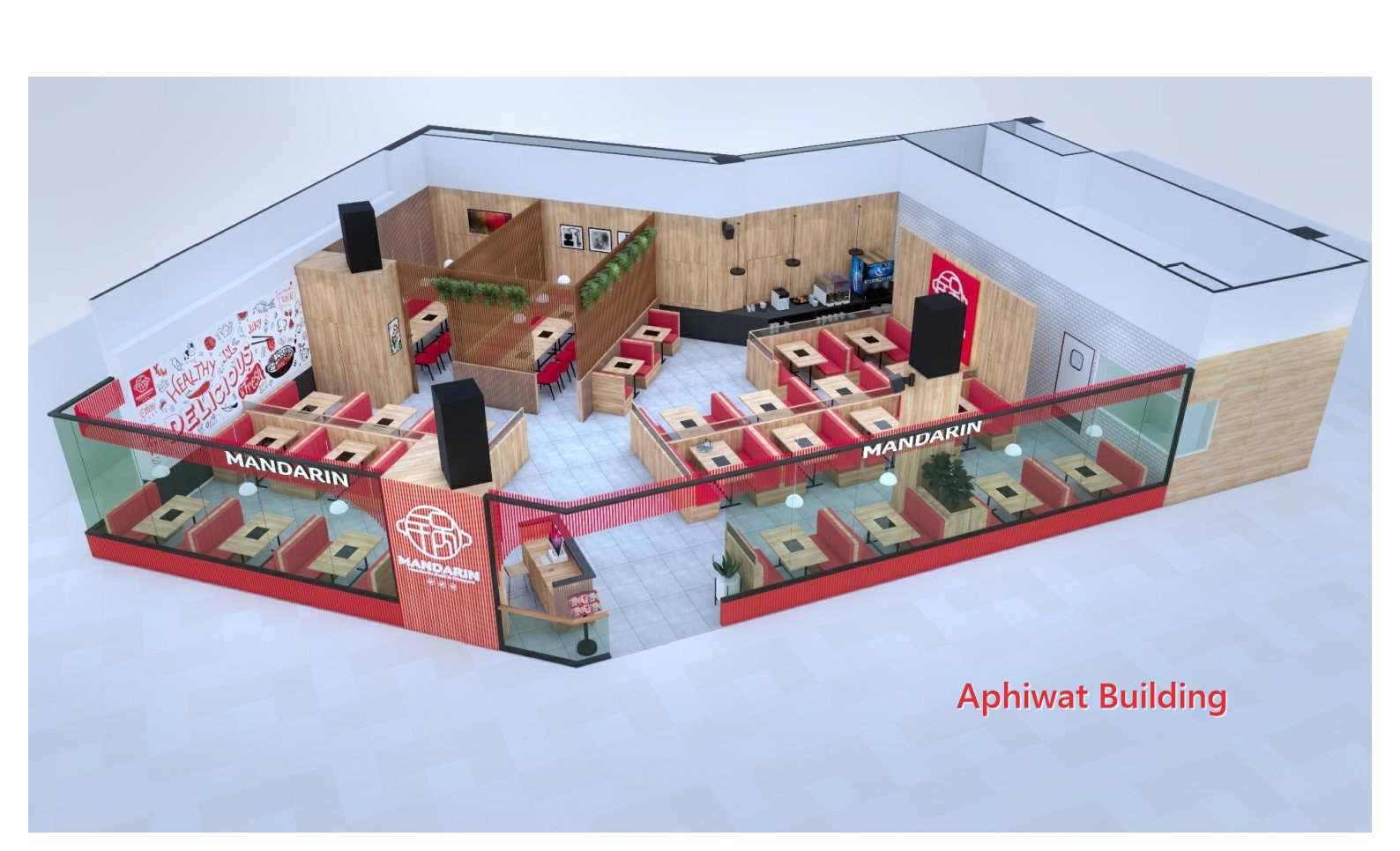 ภาพ 3D — ผังร้านมุมสูง