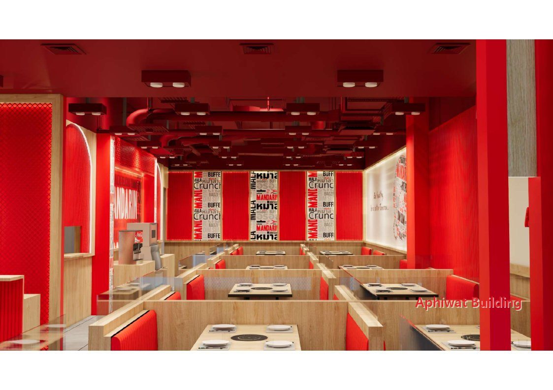 ภาพ 3D จากผู้ออกแบบ — มุมยาวทั้งร้าน