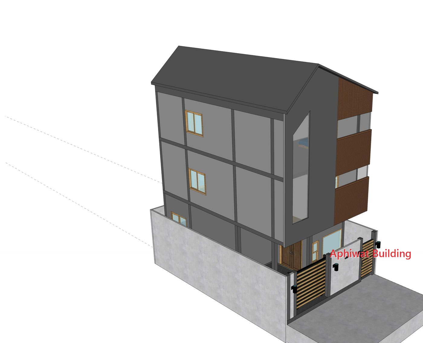 แบบ 3D มุมเฉียงบ้าน 3 ชั้น