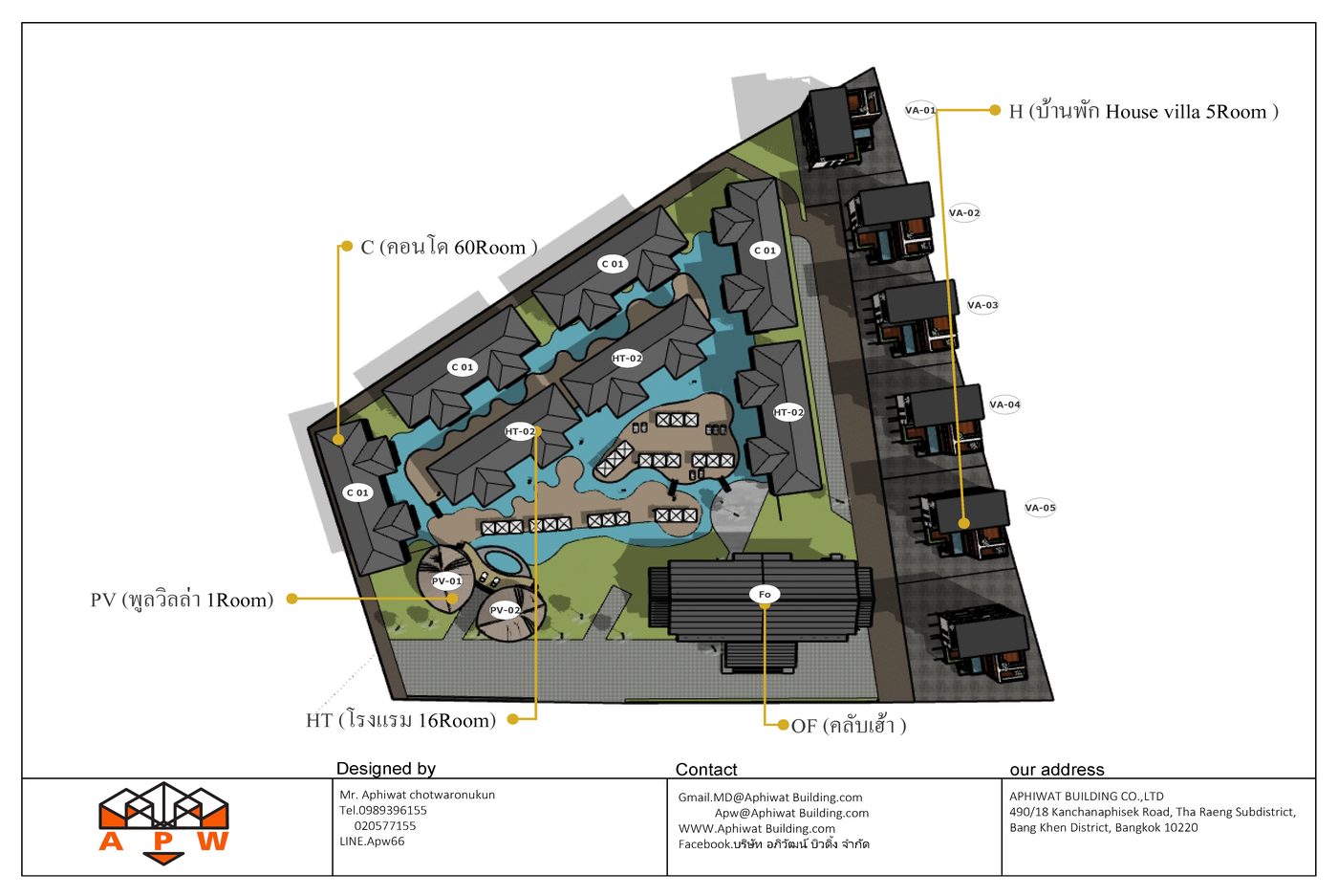 ผังโครงการ Pattaya Villas Pool Villa พัทยา ชลบุรี — โรงแรม บ้านพัก พูลวิลล่า คลับเฮ้า ออกแบบโดยอภิวัฒน์ บิวดิ้ง